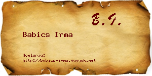 Babics Irma névjegykártya