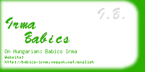 irma babics business card